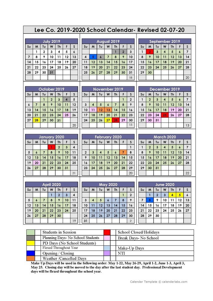 Lee County School Calendar Updated Lee County School District